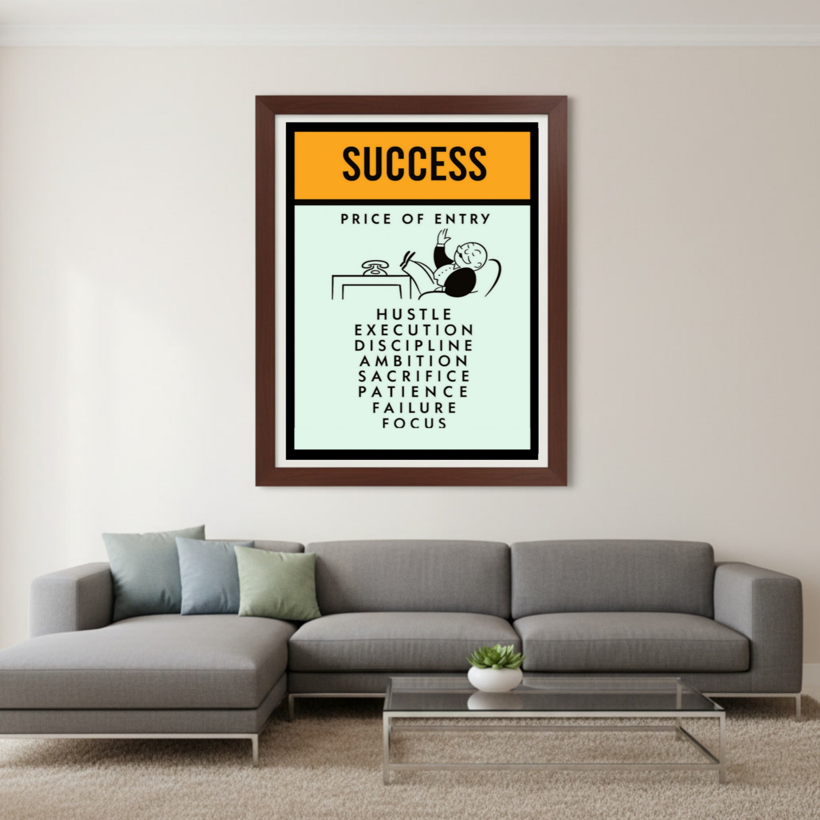 Success Poster – Price of Entry Motivational Wall Art | Hustle Discipline Focus Decor 13x19in