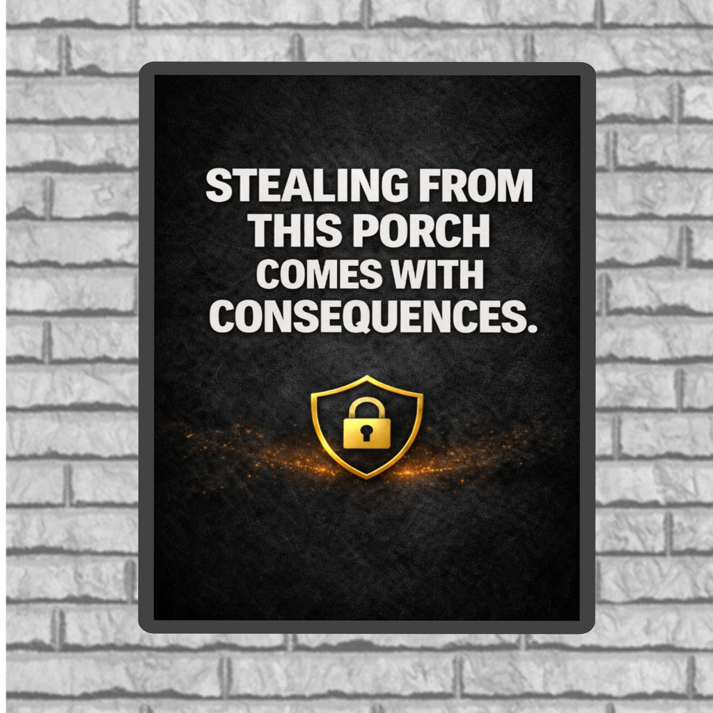 Porch Pirate Warning Sign 13x19 Laminated Outdoor Sign Stealing From This Porch Comes With Consequences Security Sign