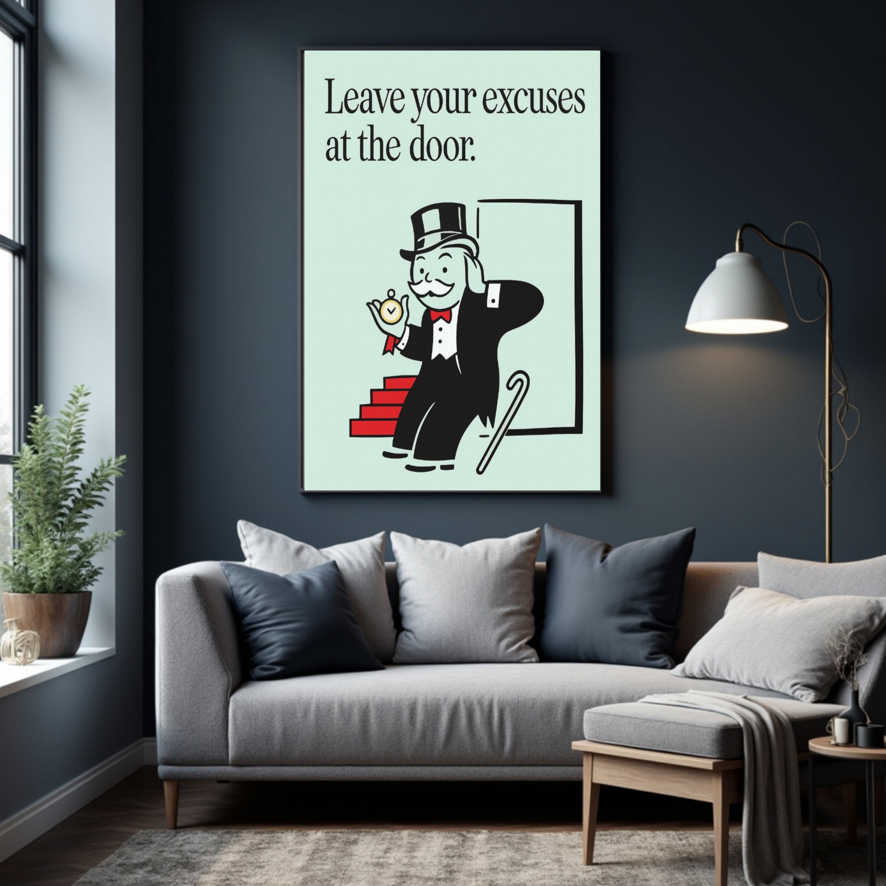 Leave Your Excuses at the Door Motivational Poster – Discipline Wall Art | 13x19 Laminated Print
