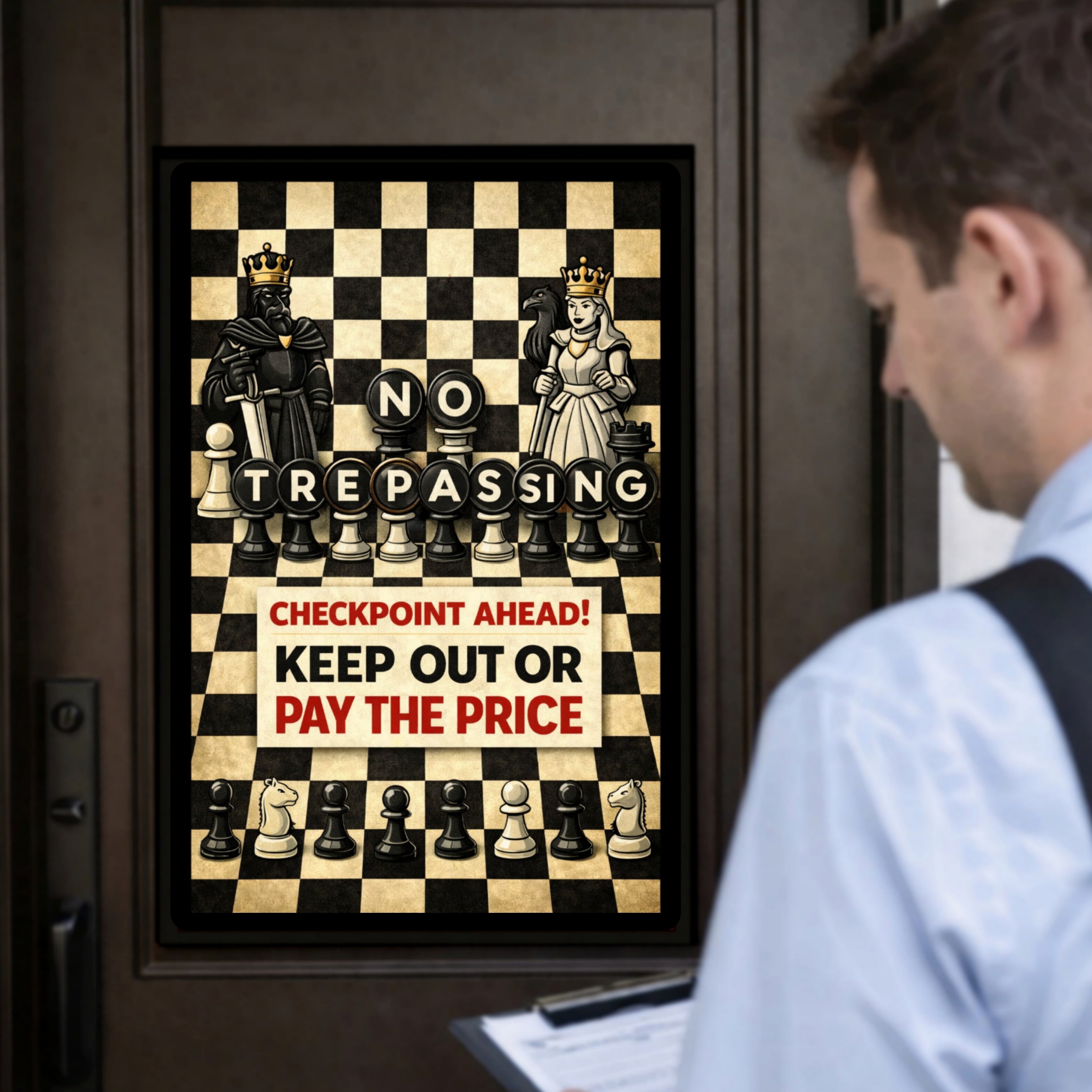 No Trespassing Chess Sign Keep Out Or Pay The Price 13x19 Laminated Warning Sign Unique Strategy Design Home Security Decor