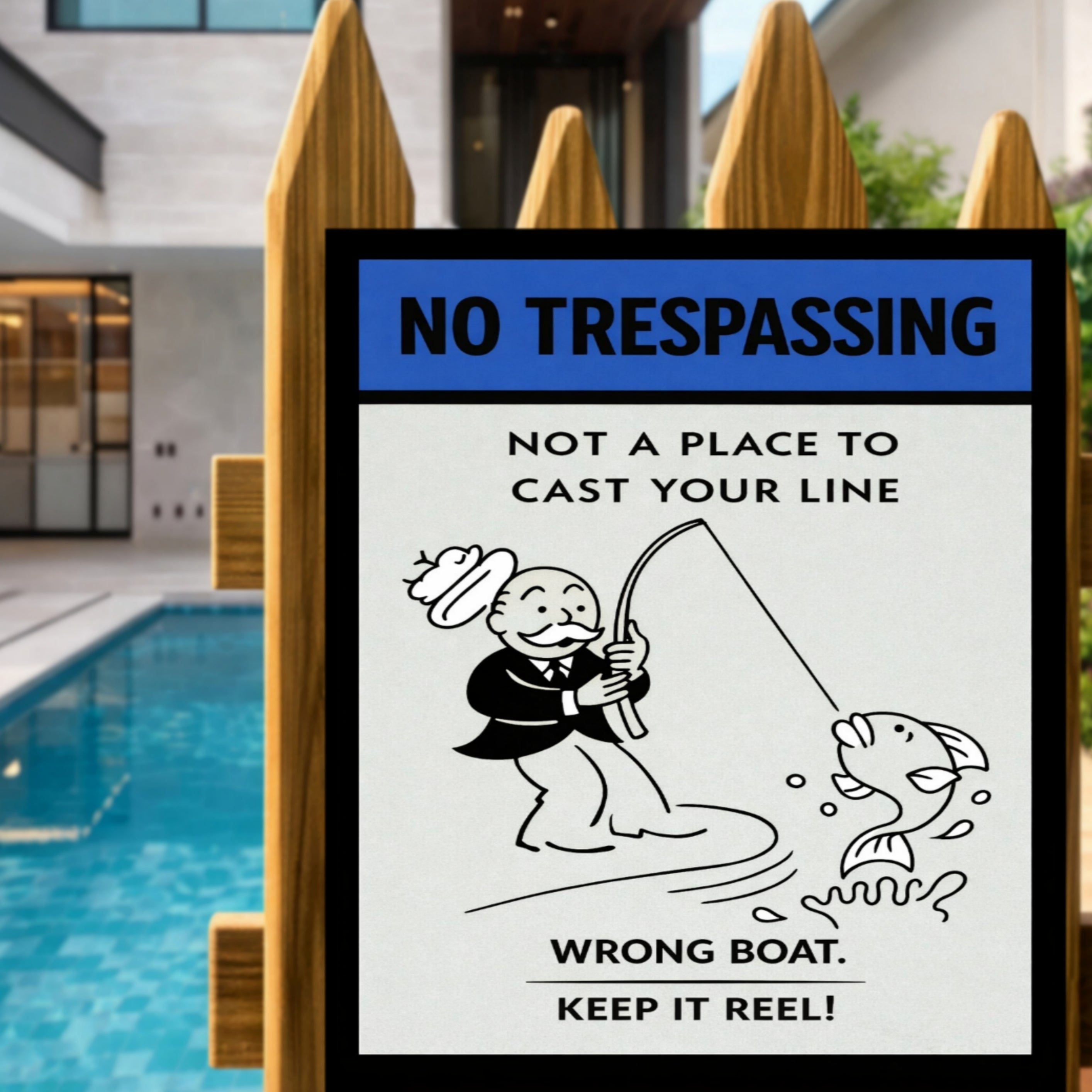 No Trespassing Fishing Sign Funny Keep It Reel Sign 13x19 Laminated Property Warning Sign Outdoor Home Security Decor
