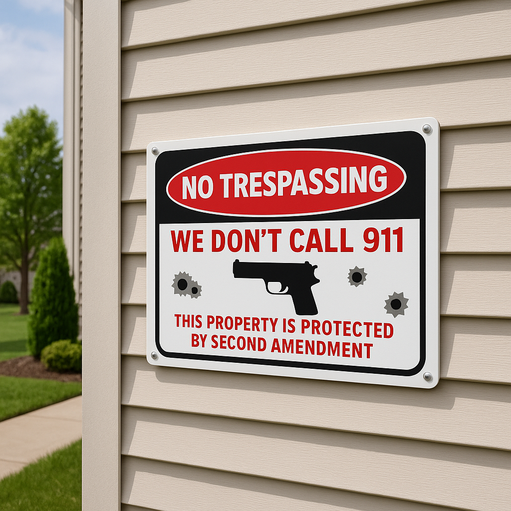 No Trespassing Sign – Property Protected by Second Amendment | 19x13 Security Warning Sign