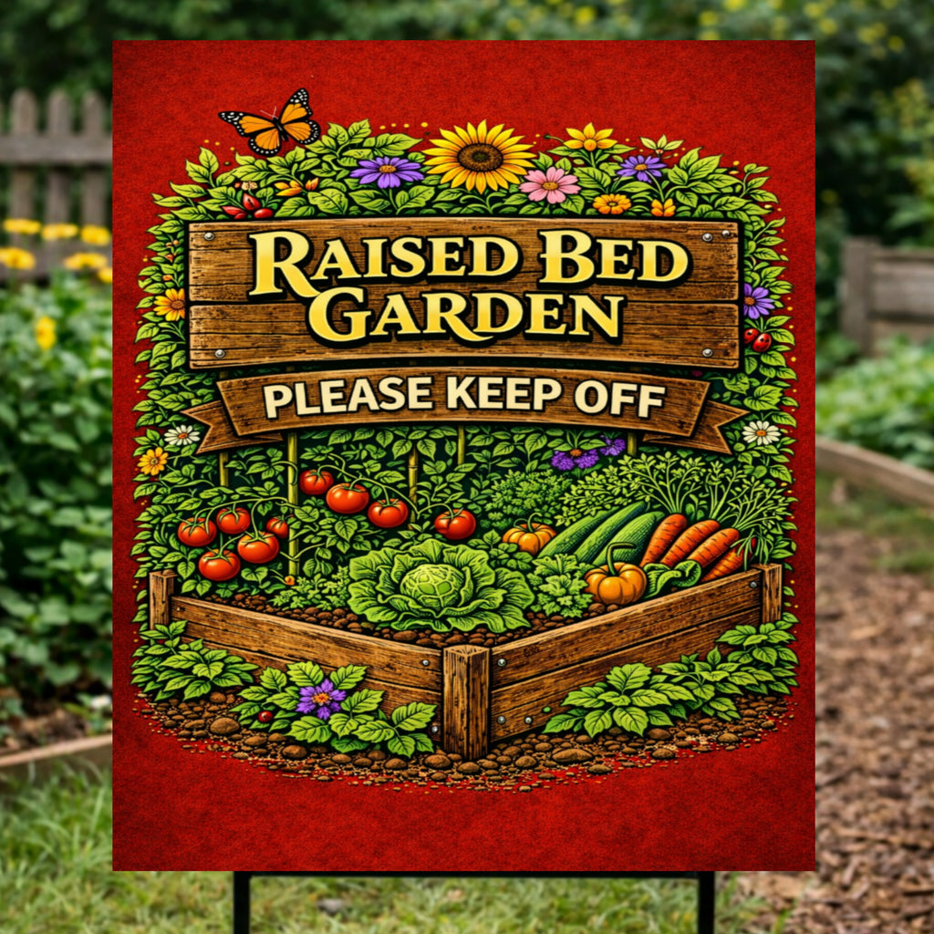 Raised Bed Garden Sign Please Keep Off Garden Decor 13x19 Laminated Outdoor Garden Sign Vegetable Garden Protection