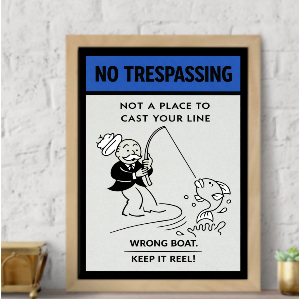 No Trespassing Fishing Sign Funny Keep It Reel Sign 13x19 Laminated Property Warning Sign Outdoor Home Security Decor
