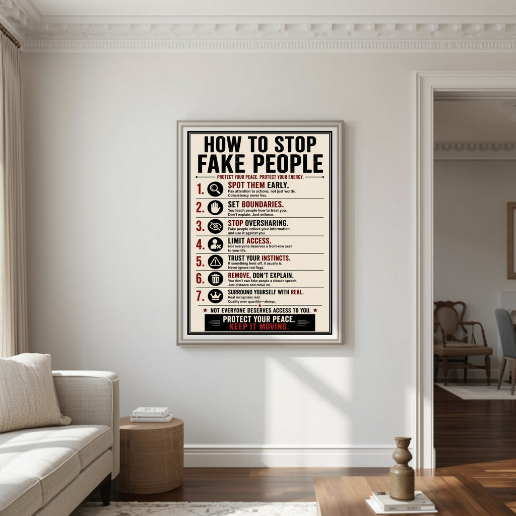 How To Stop Fake People Sign 13x19 Laminated Motivational Poster Protect Your Peace Wall Art Self Growth Mindset Sign