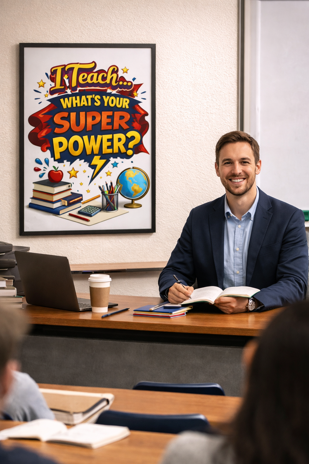 Teacher Superpower Sign Classroom Decor Motivational Poster 13x19 Laminated Teacher Wall Art School Inspiration Sign
