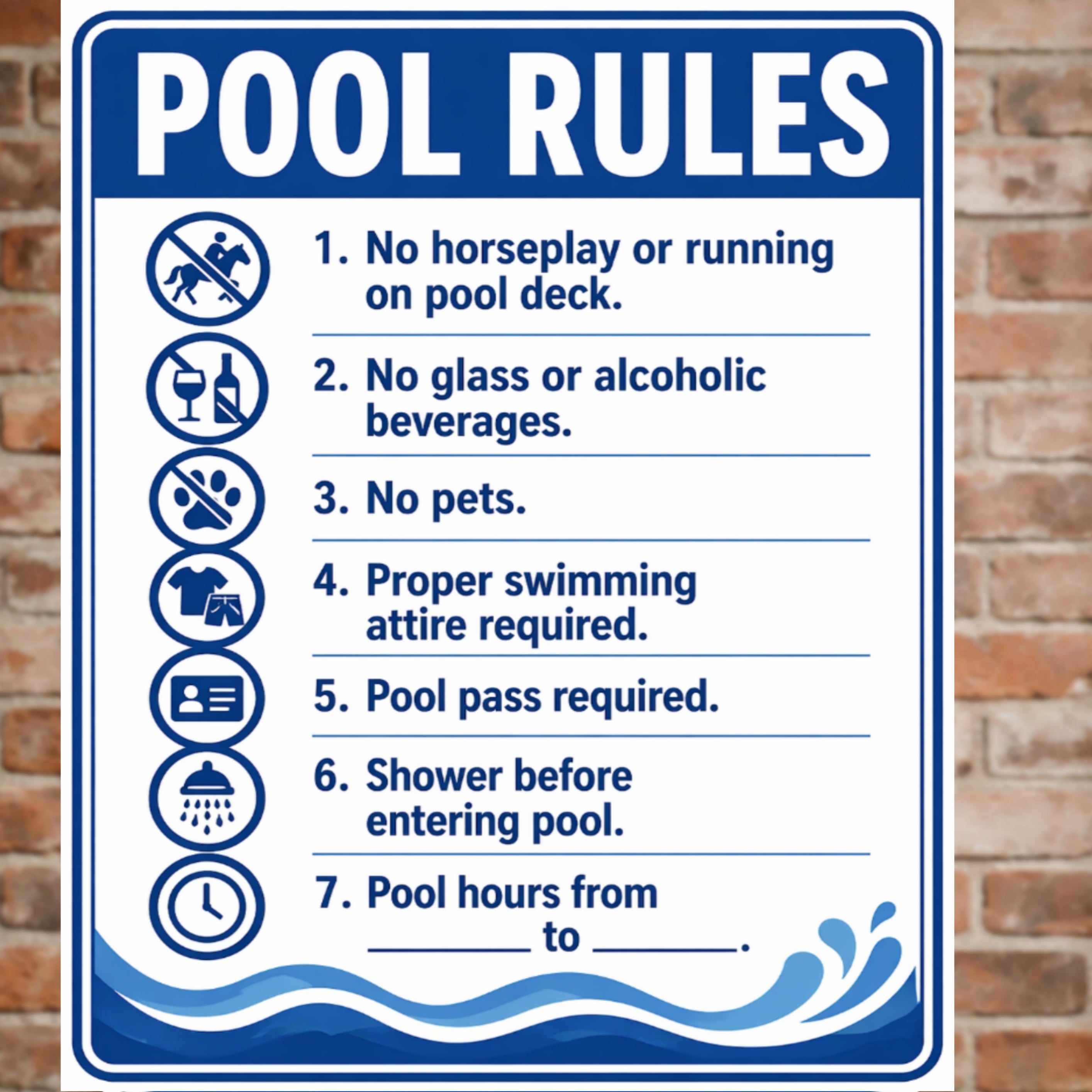 Pool Rules Sign | 13x19 Laminated Custom Pool Safety Sign | Backyard Pool Decor for Airbnb, HOA & Home
