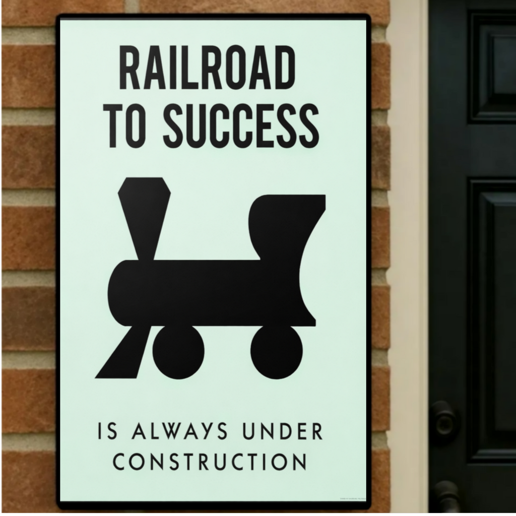 Railroad to Success Wall Art – Entrepreneur Motivation 13x19in Laminated or Framed| Business Mindset Decor