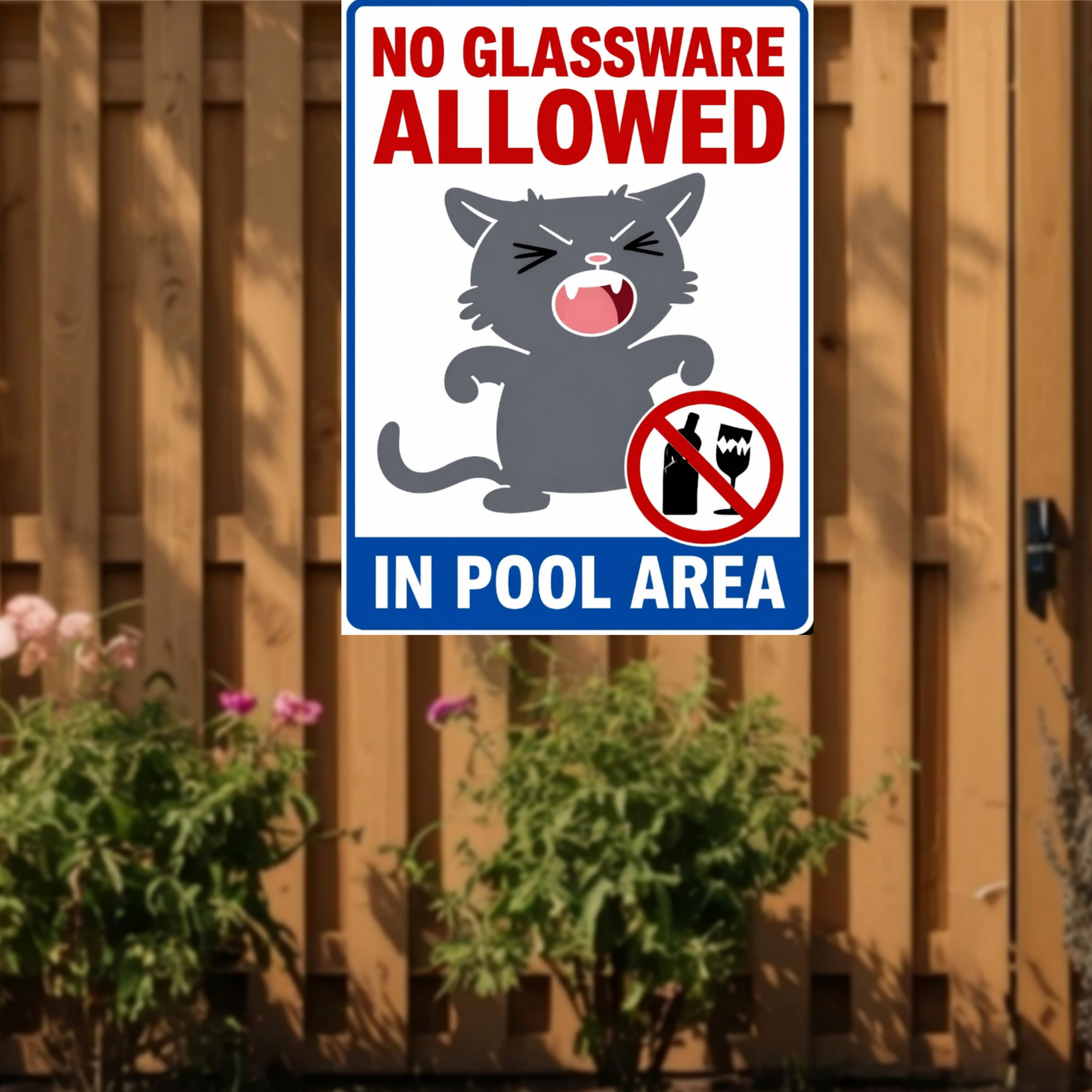 No Glassware Allowed In Pool Area Funny Pool Sign 13x19 Laminated Pool Rules Decor Backyard Pool Safety Sign
