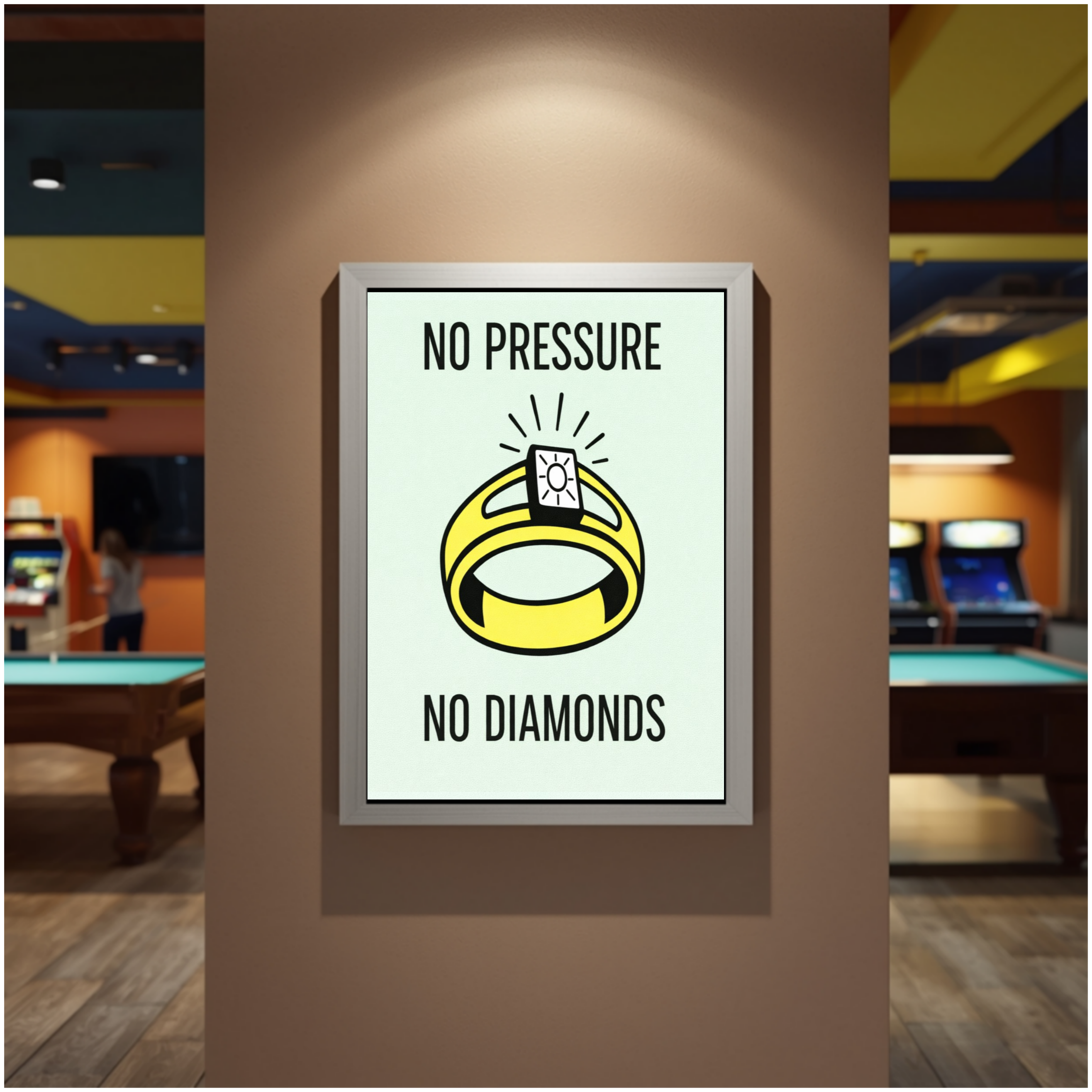No Pressure No Diamonds Motivational Poster – Hard Work Success Wall Art 13x19in Laminated or Framed