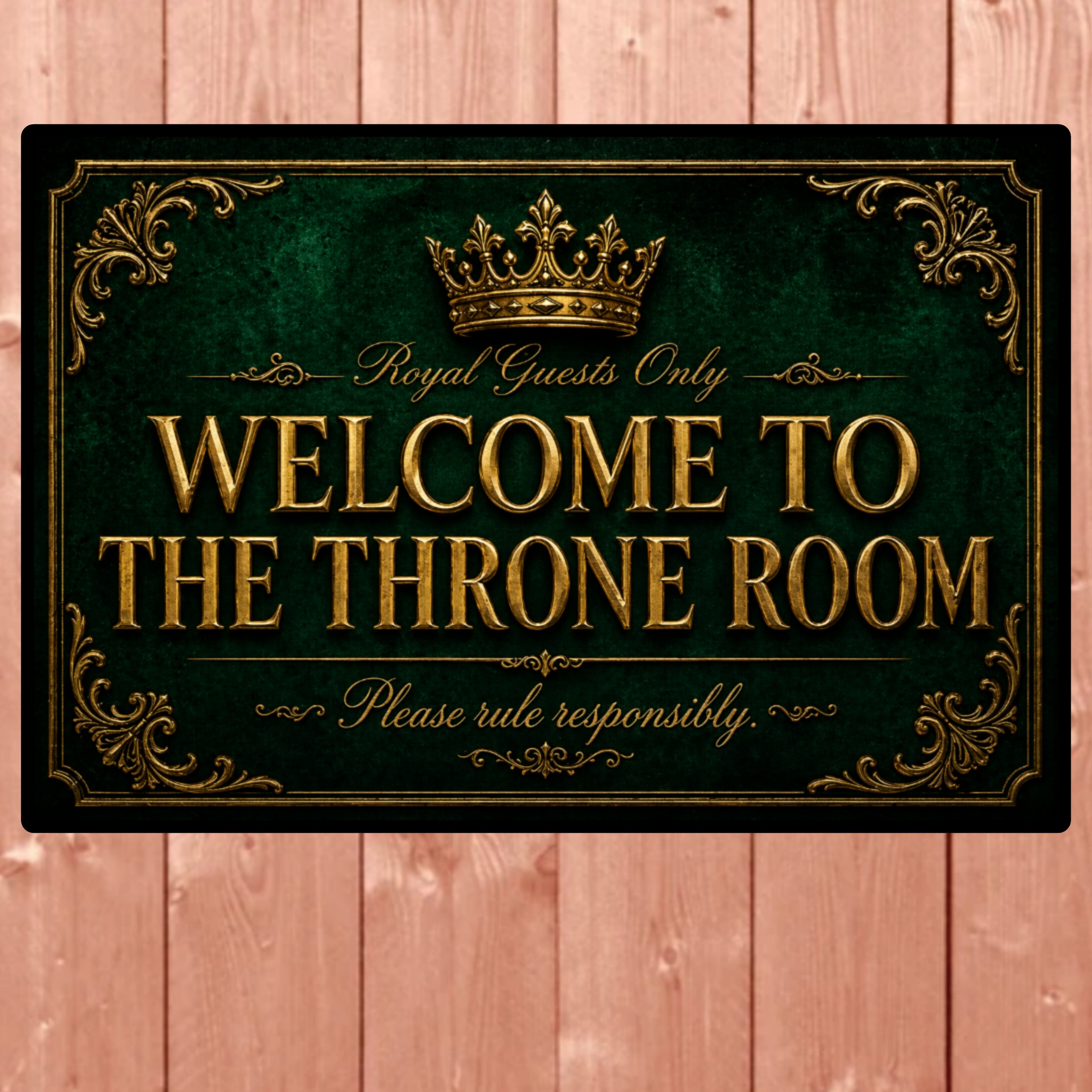 Welcome To The Throne Room Bathroom Sign 13x19 Laminated Luxury Bathroom Decor Royal Black Gold Wall Art Funny Restroom Sign