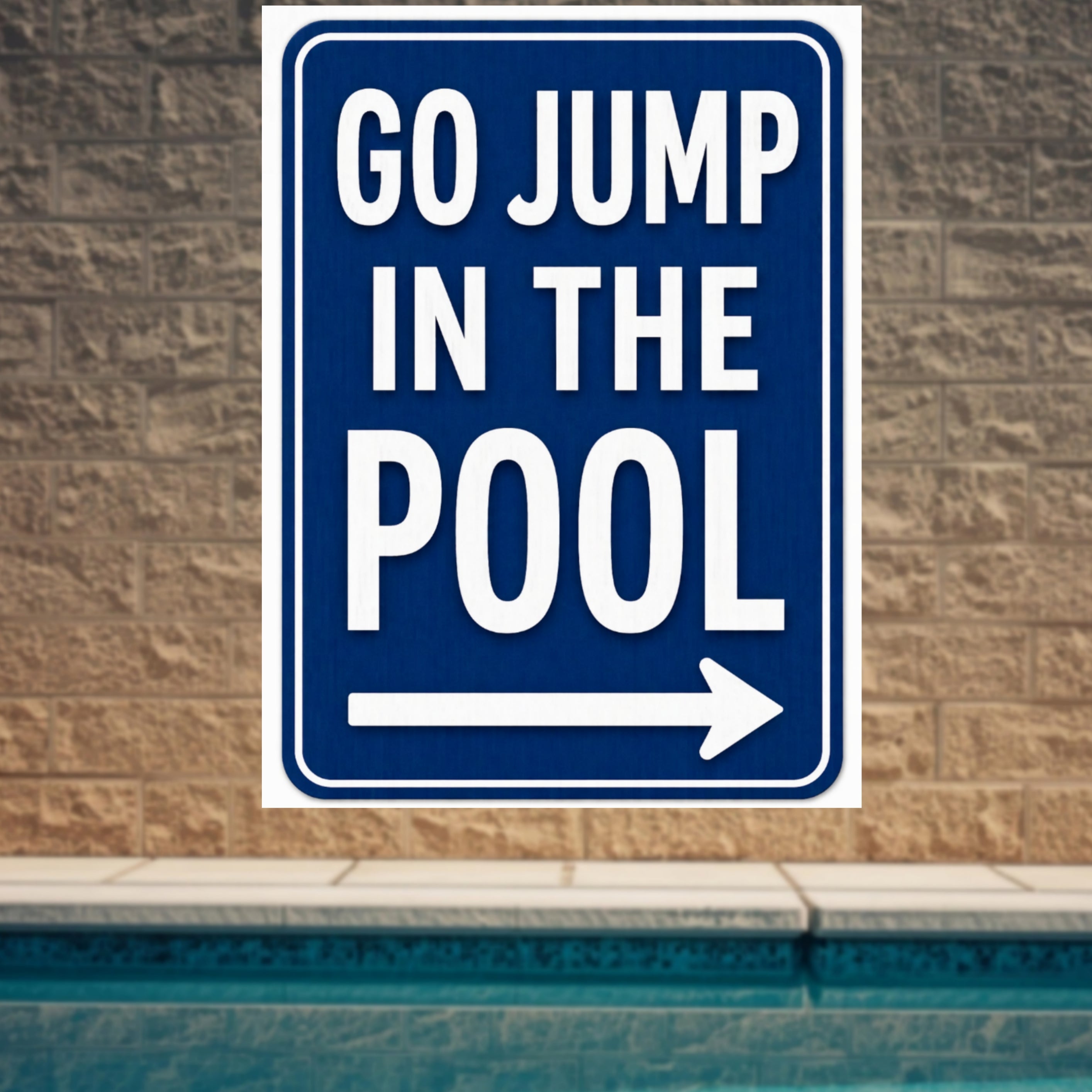 Go Jump In The Pool Sign 13x19 Laminated Pool Decor Funny Backyard Pool Sign Poolside Wall Art Summer Patio Decor