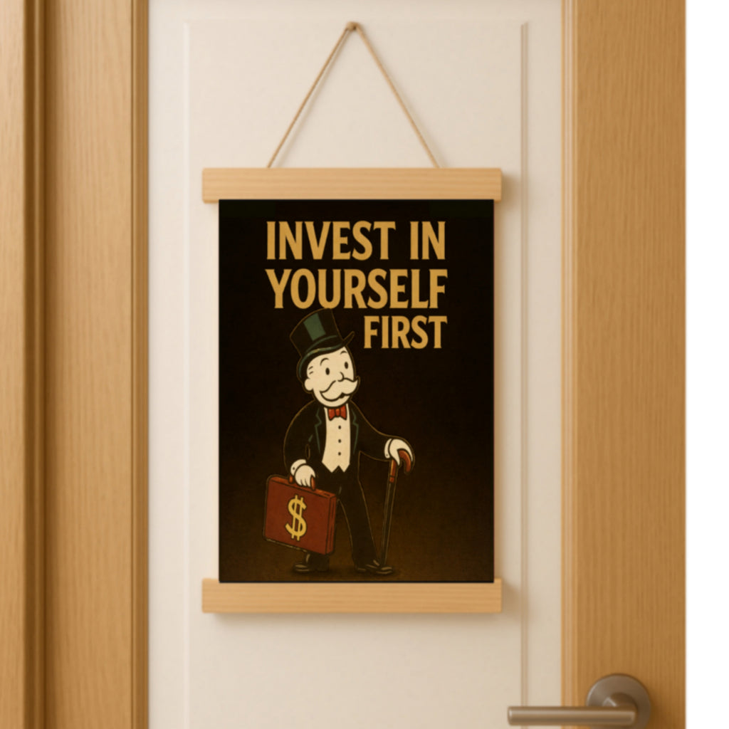 Invest In Yourself First Wall Sign – Entrepreneur Motivation Decor | Money Mindset Office Wall Art 13x19in