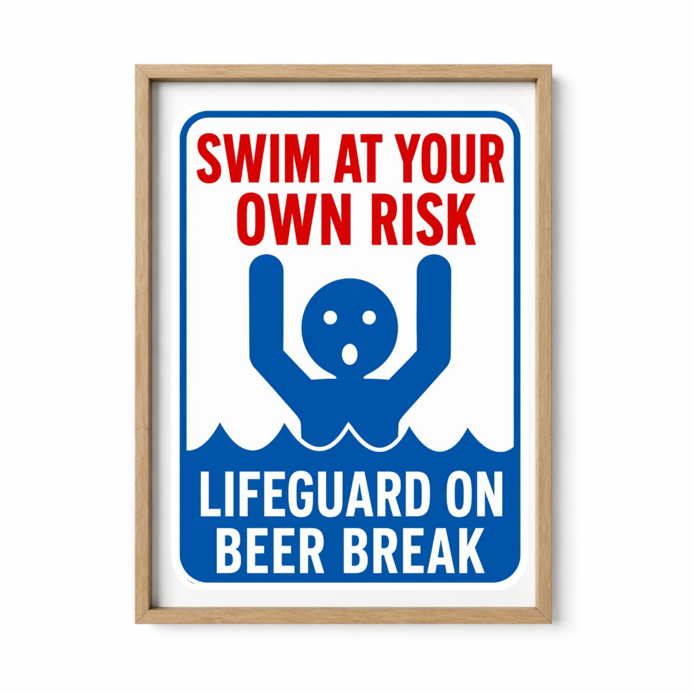 Swim At Your Own Risk Lifeguard On Beer Break Funny Pool Sign 13x19 Laminated Pool Decor Backyard Pool Rules Sign