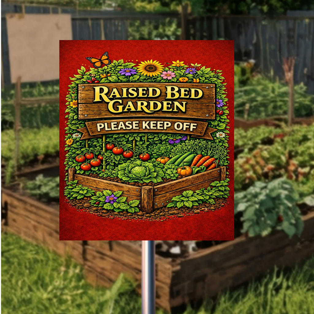 Raised Bed Garden Sign Please Keep Off Garden Decor 13x19 Laminated Outdoor Garden Sign Vegetable Garden Protection