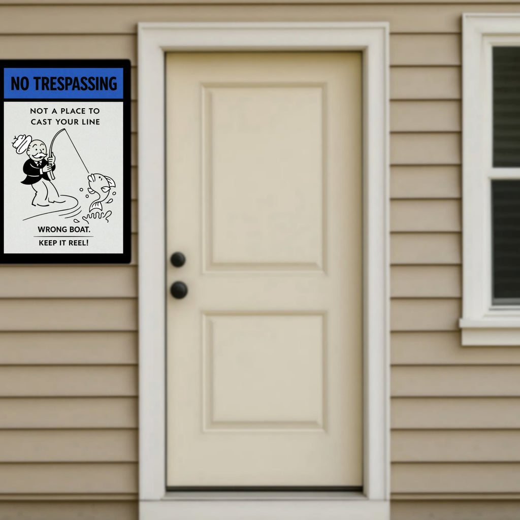 No Trespassing Fishing Sign Funny Keep It Reel Sign 13x19 Laminated Property Warning Sign Outdoor Home Security Decor