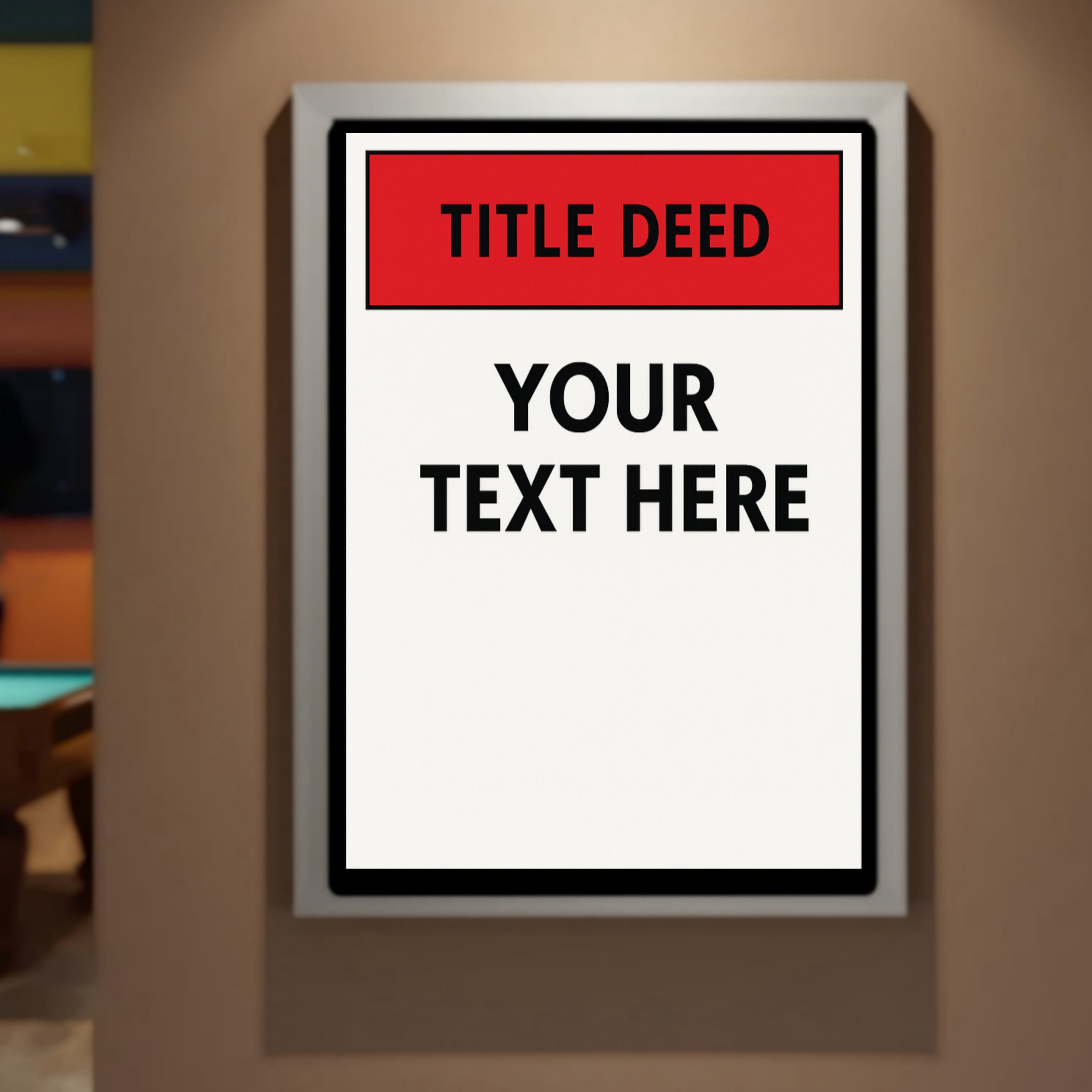 Custom Title Deed Sign Personalized Warning Sign Property Sign 13x19 Laminated Custom Text Sign Home Security Decor