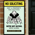 No Soliciting We’re Not Buying Sign Funny Door Sign Salesman Warning Sign 13x19 Laminated Home Protection Decor