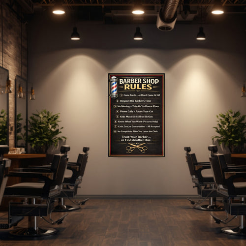 Barber Shop Rules Sign 13x19 Laminated Barber Decor Professional Barber Poster Shop Wall Art