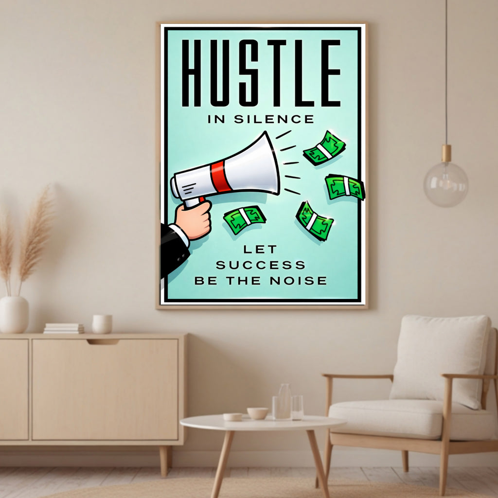 Hustle In Silence Let Success Be The Noise Poster – 13x19 Laminated Motivational Wall Art