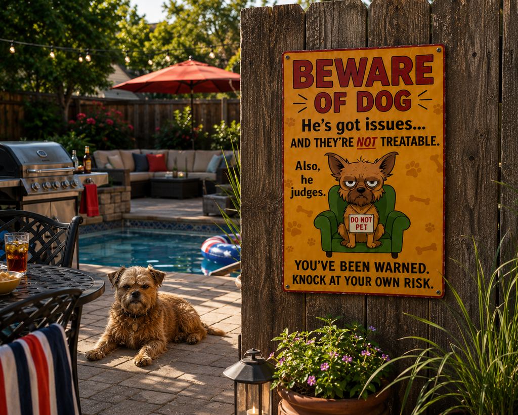 Beware of Dog Sign 13x19 Laminated Print | Funny Dog Warning Sign