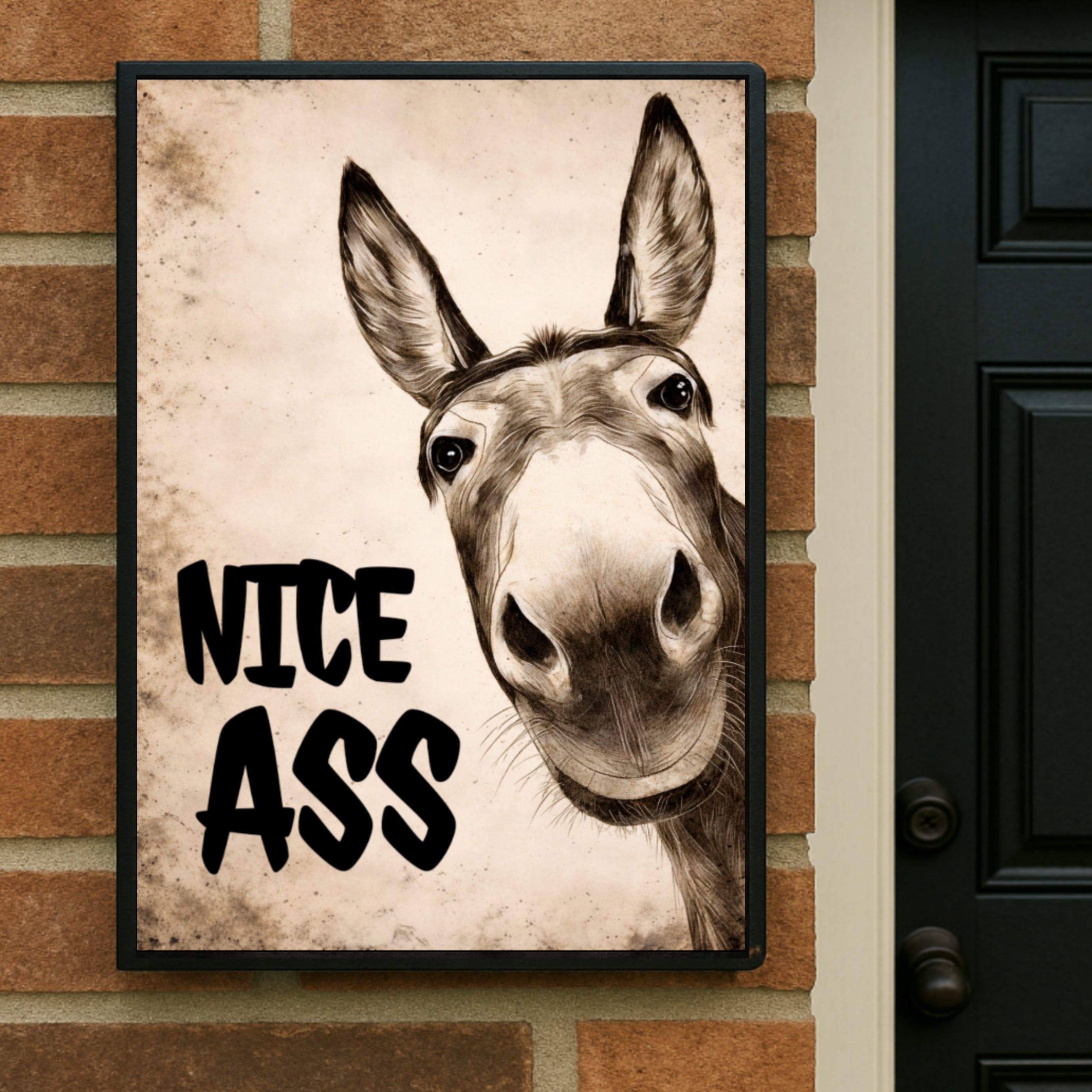 Funny Donkey Sign Nice Ass Humor Wall Art 13x19 Laminated Funny Animal Poster Rustic Home Decor