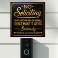 Premium No Soliciting Sign Black Gold Luxury Door Sign Modern Home Decor High End Style 6x9in