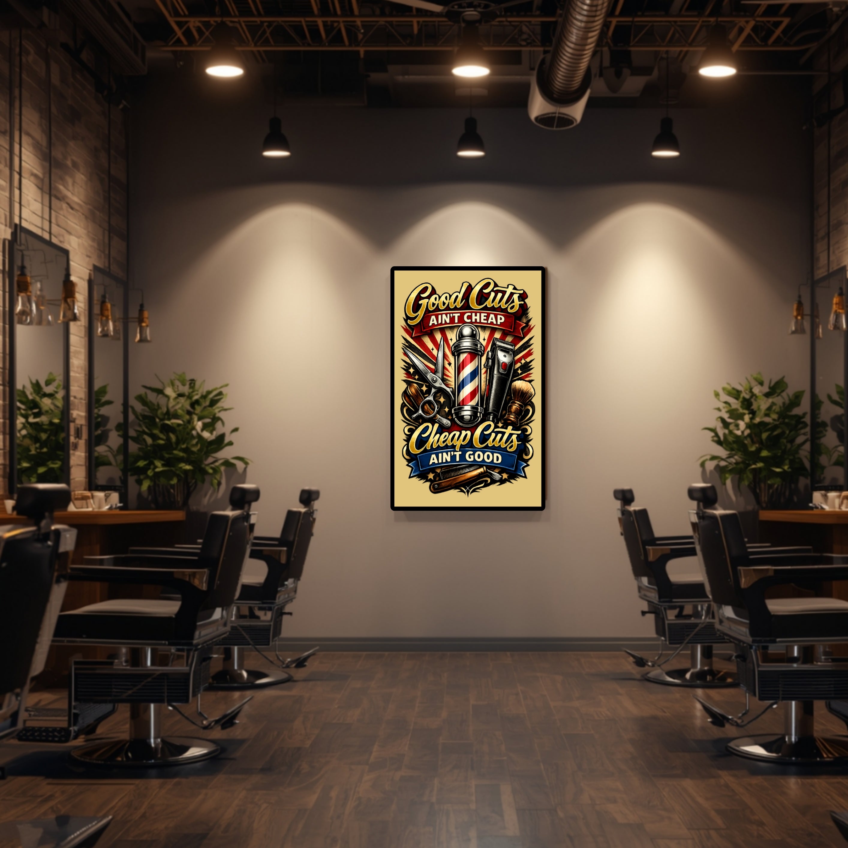 Good Cuts Ain’t Cheap Barber Poster 13x19 Laminated Barber Shop Decor Haircut Sign Funny Barber Wall Art