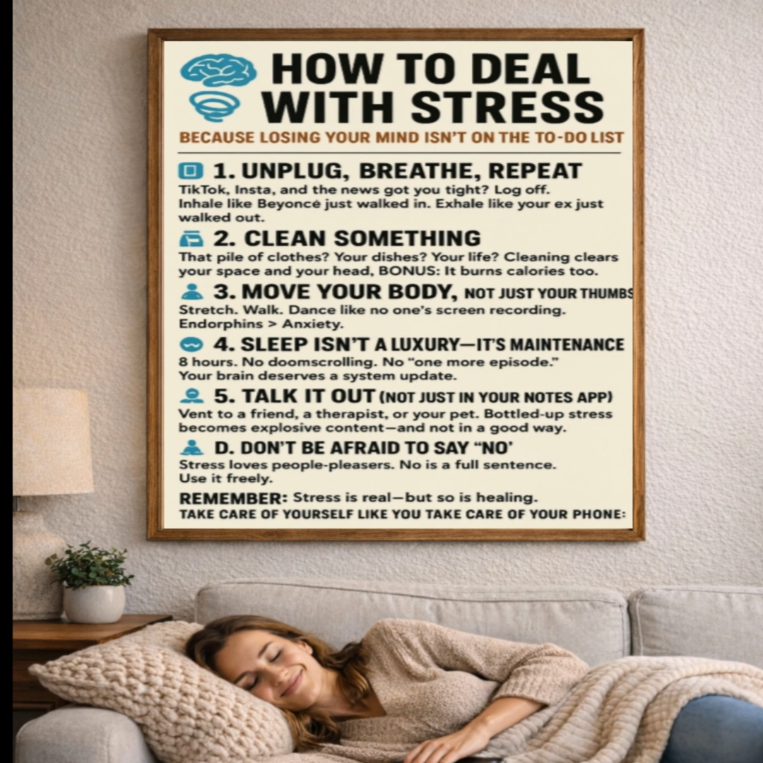 How To Deal With Stress Poster 13x19 Laminated Mental Health Wall Art Motivational Self Care Sign Anxiety Relief Decor Office Home