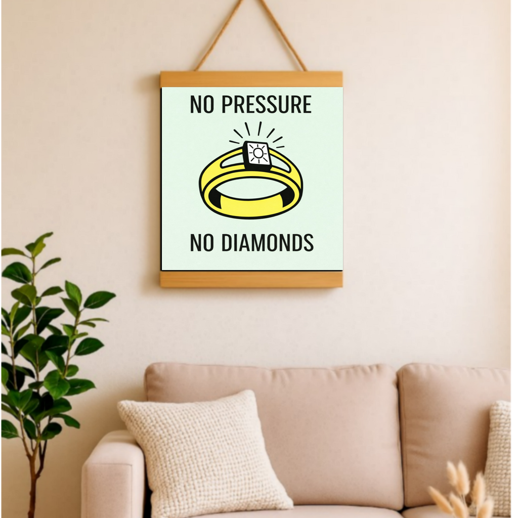 No Pressure No Diamonds Motivational Poster – Hard Work Success Wall Art 13x19in Laminated or Framed