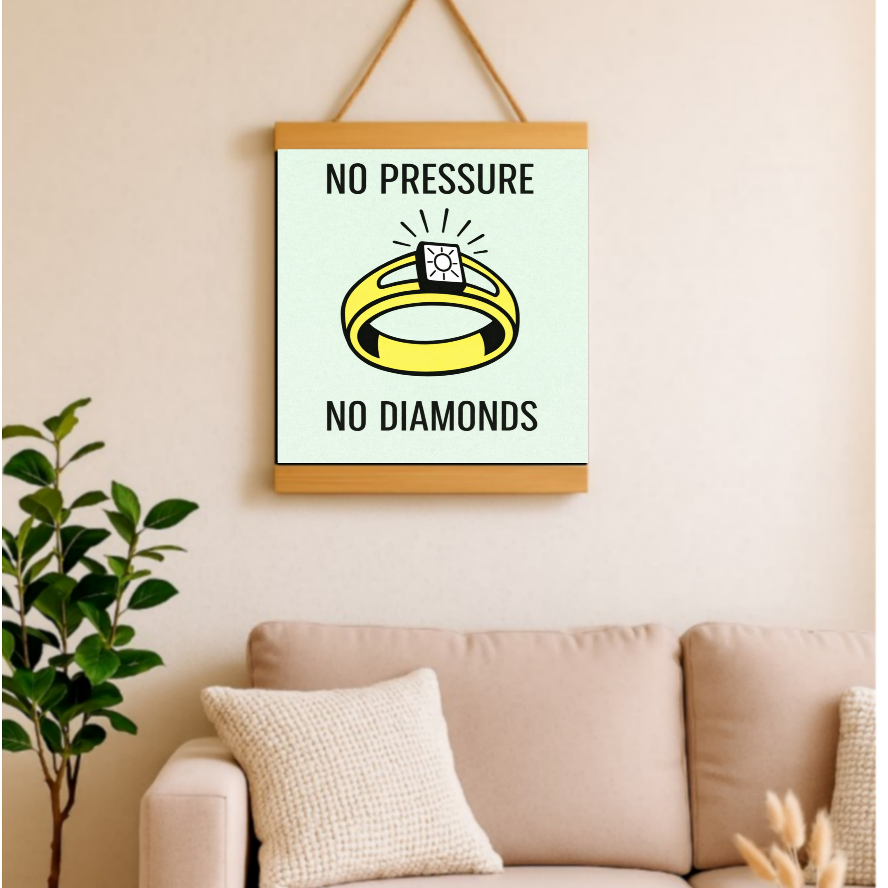 No Pressure No Diamonds Motivational Poster – Hard Work Success Wall Art 13x19in Laminated or Framed