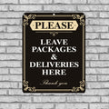 Please Leave Packages Here Sign – Elegant Delivery Sign for Front Door, Package Drop Off Sign, Laminated Outdoor Door Sign 13x19