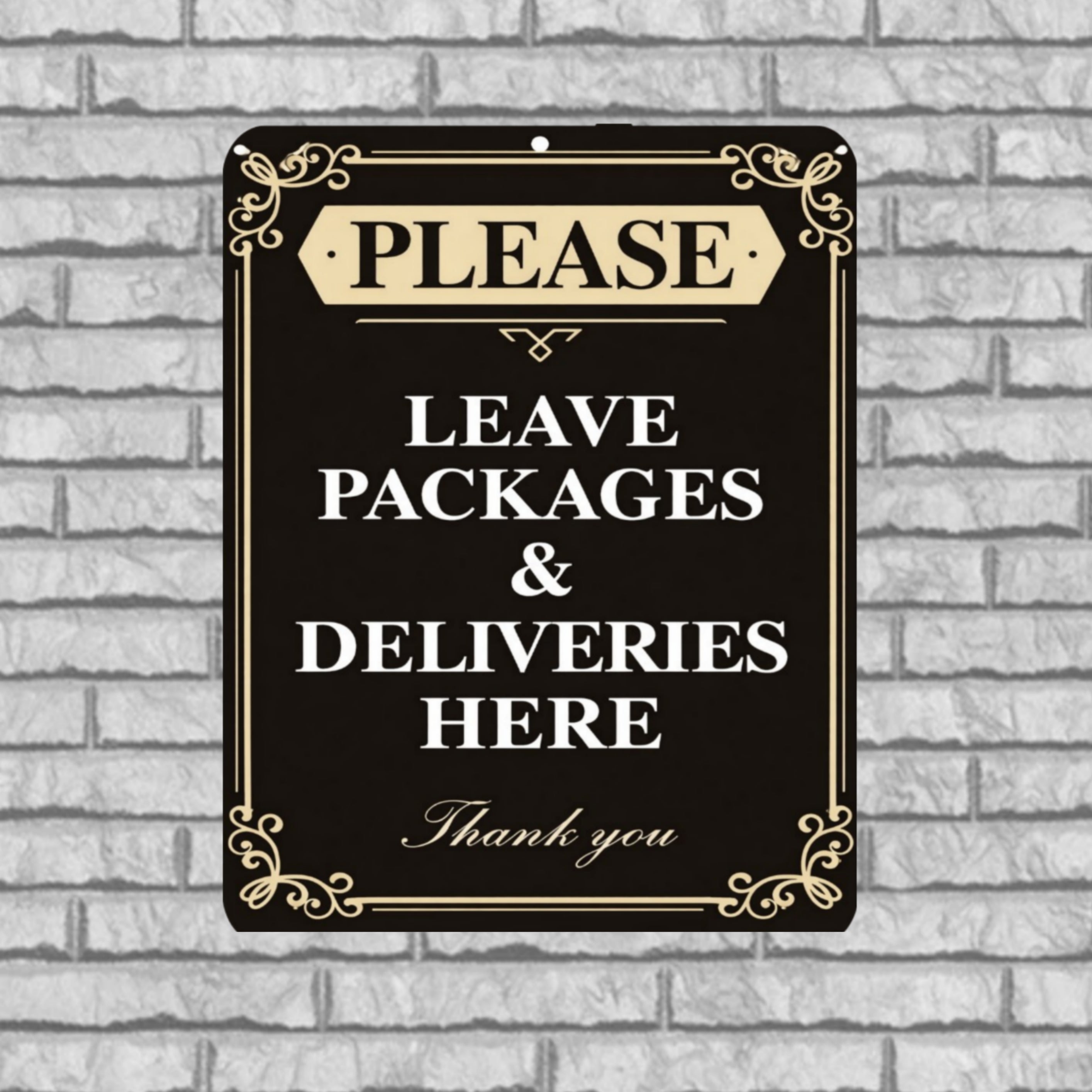 Please Leave Packages Here Sign – Elegant Delivery Sign for Front Door, Package Drop Off Sign, Laminated Outdoor Door Sign 13x19