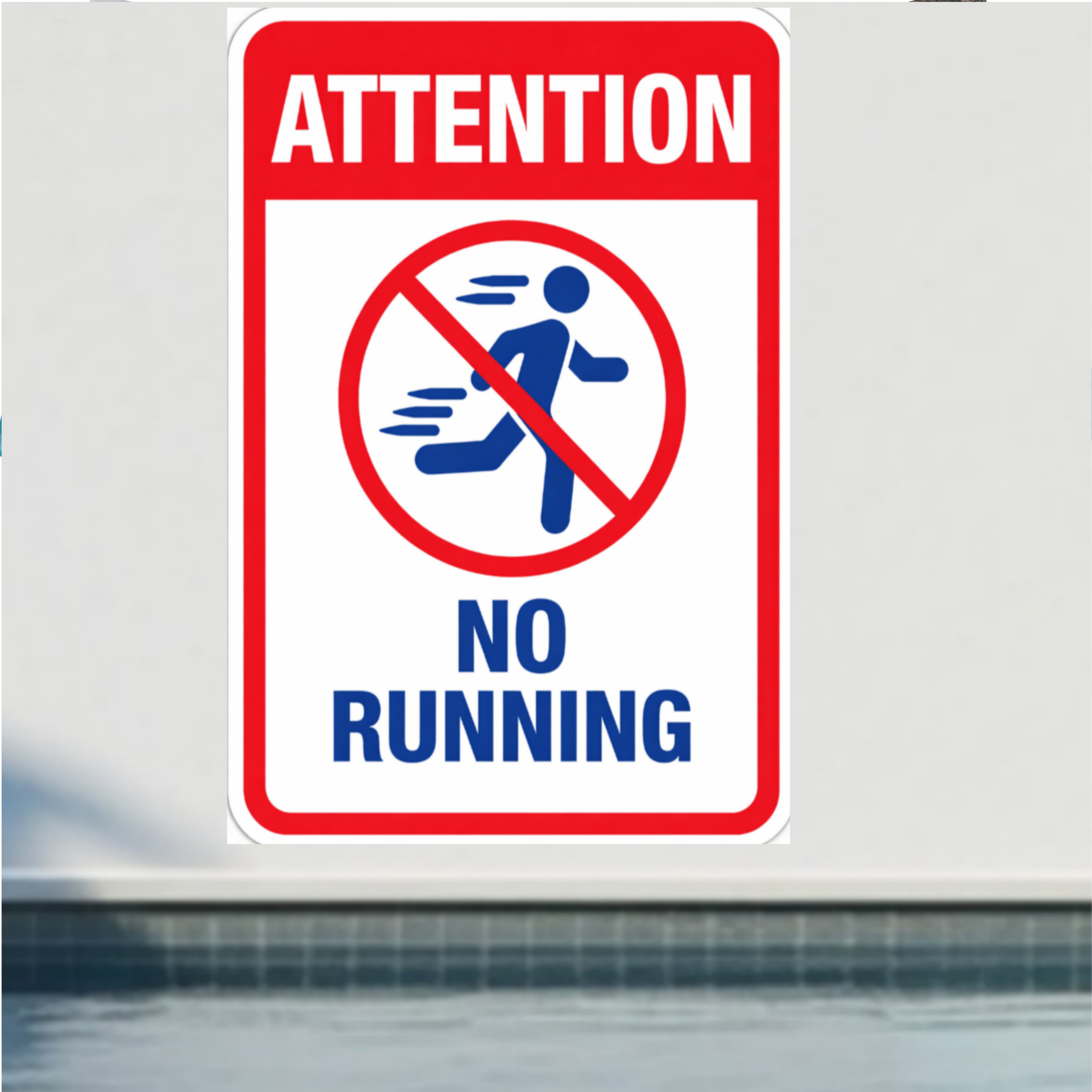 No Running Pool Sign Safety Warning Sign 13x19 Laminated Pool Area Sign Outdoor Pool Safety Decor