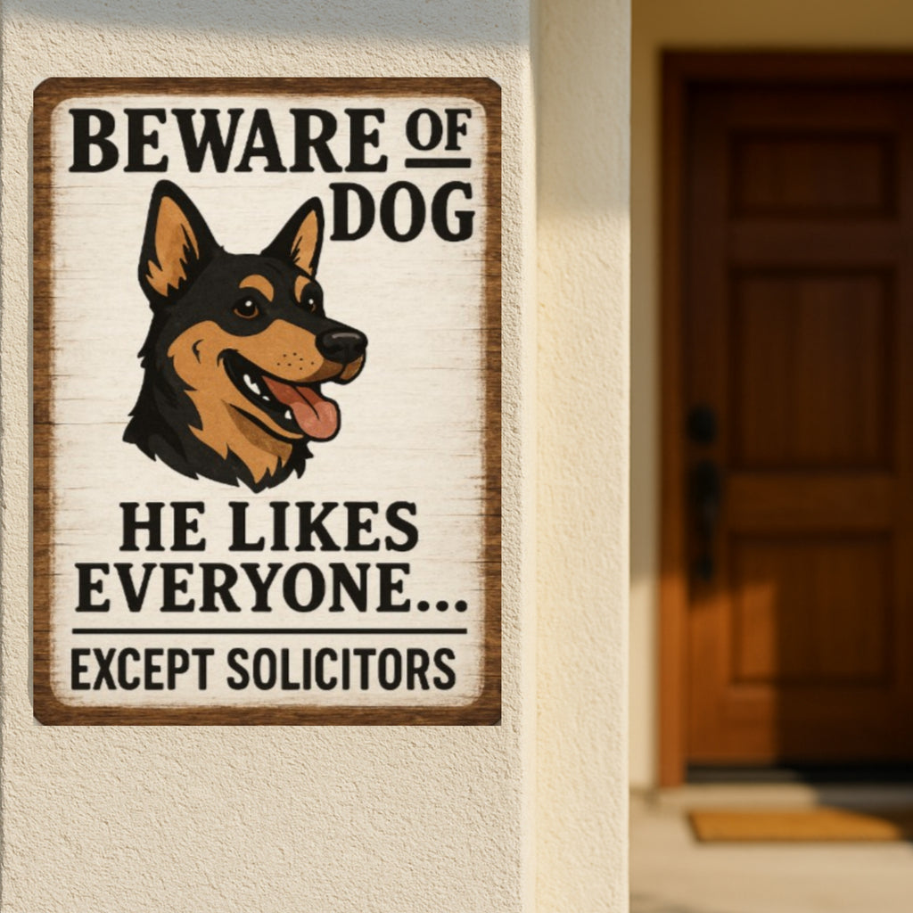 Beware of Dog No Soliciting Sign – Funny Door Warning Sign for Home 13x19in