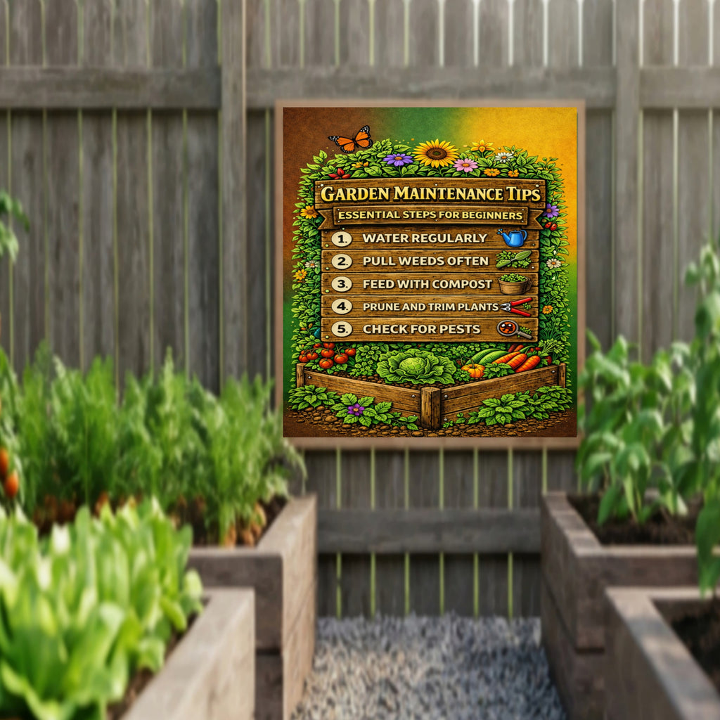 Garden Maintenance Tips Sign Beginner Gardening Poster 13x19 Laminated Garden Guide Outdoor Decor Vegetable Garden Sign