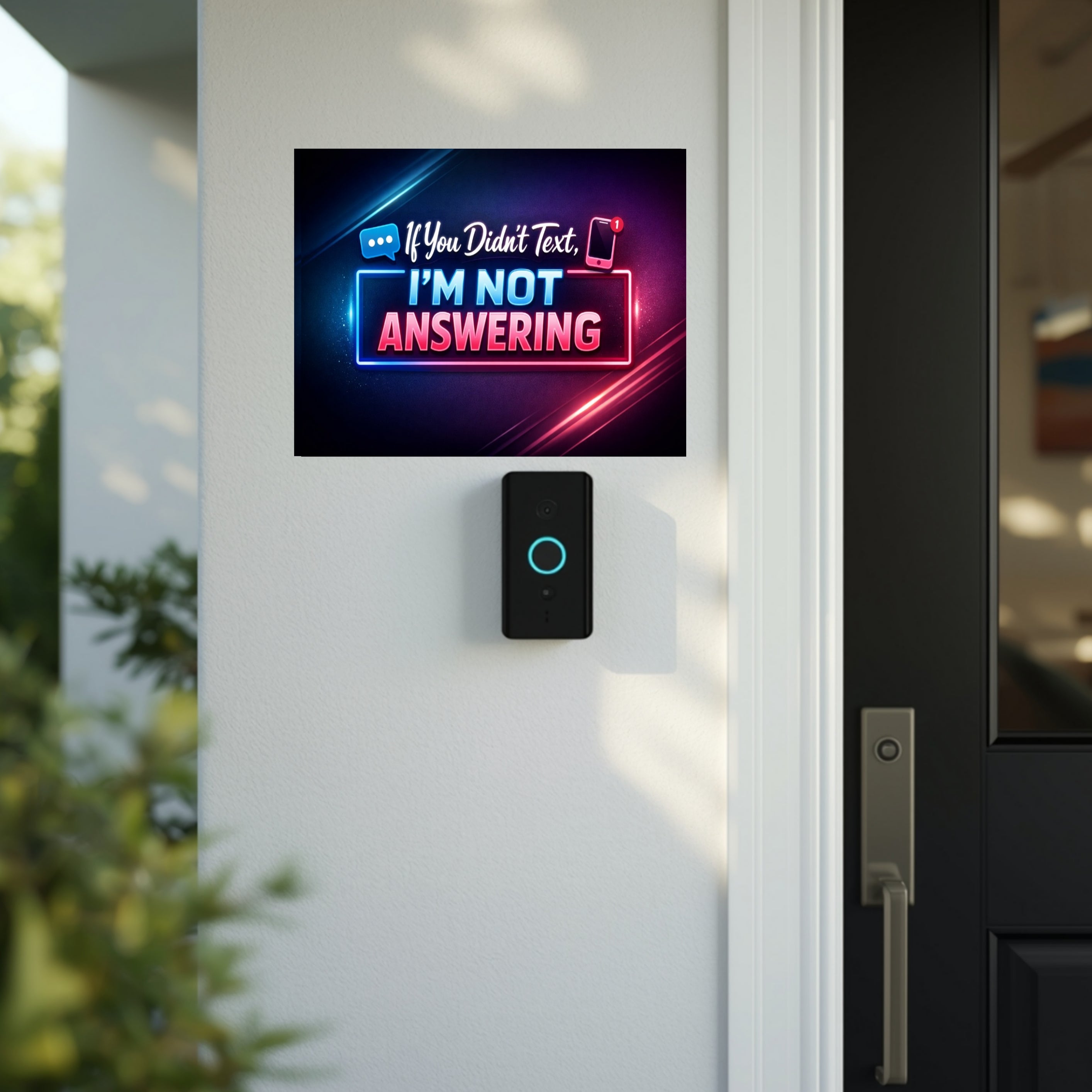 No Text, No Answer” Door Sign – Modern Funny Entryway Decor | Do Not Disturb Home Sign