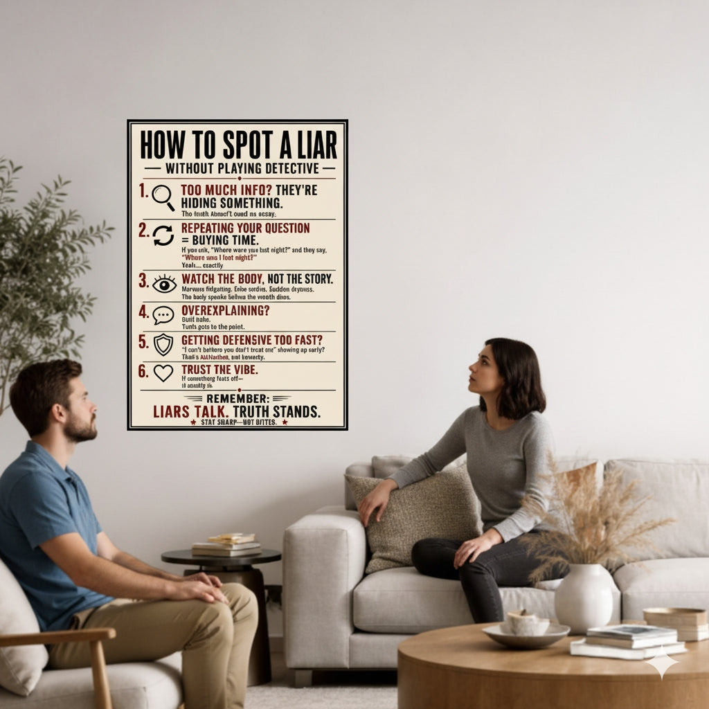 How To Spot A Liar Sign 13x19 Laminated Educational Poster Body Language Truth Detection Psychology Wall Art Mindset Sign