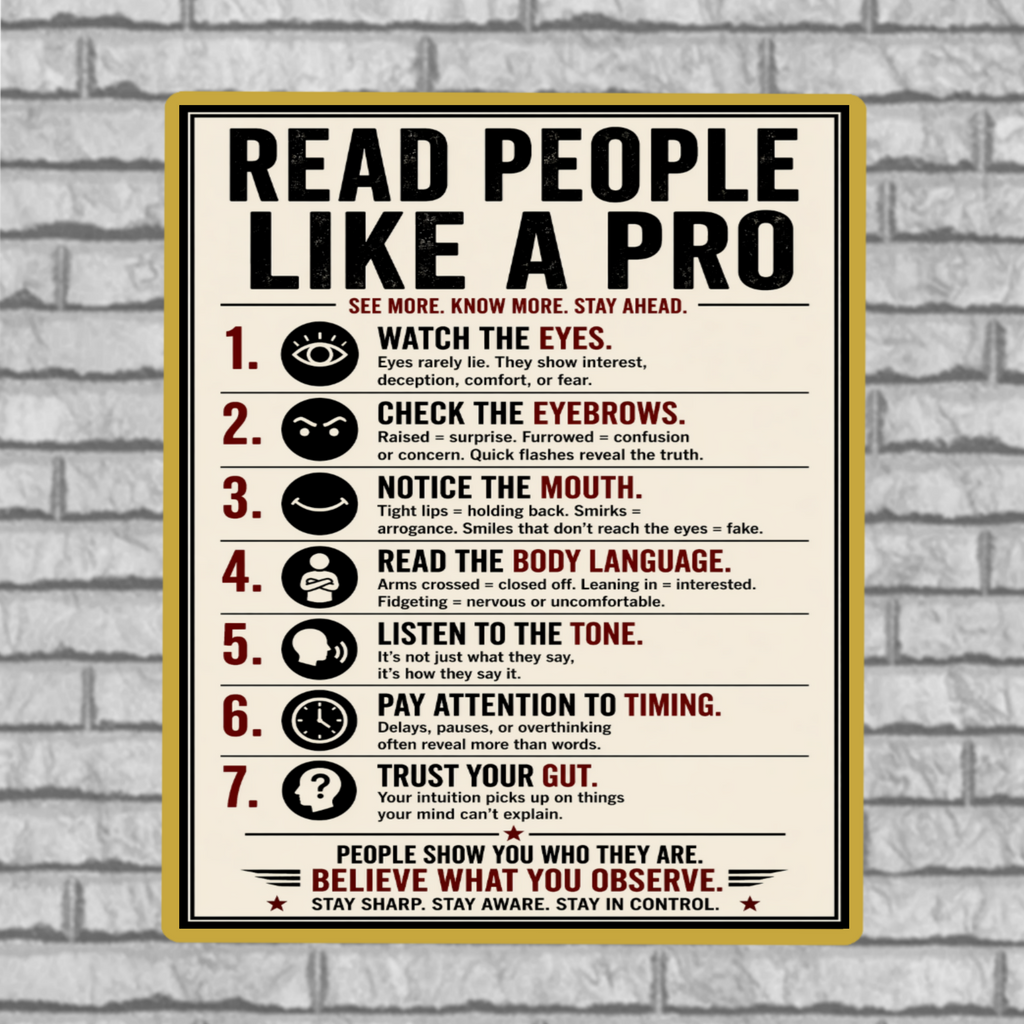 Read People Like A Pro Sign 13x19 Laminated Educational Poster Body Language Psychology Wall Art Self Awareness Mindset Sign