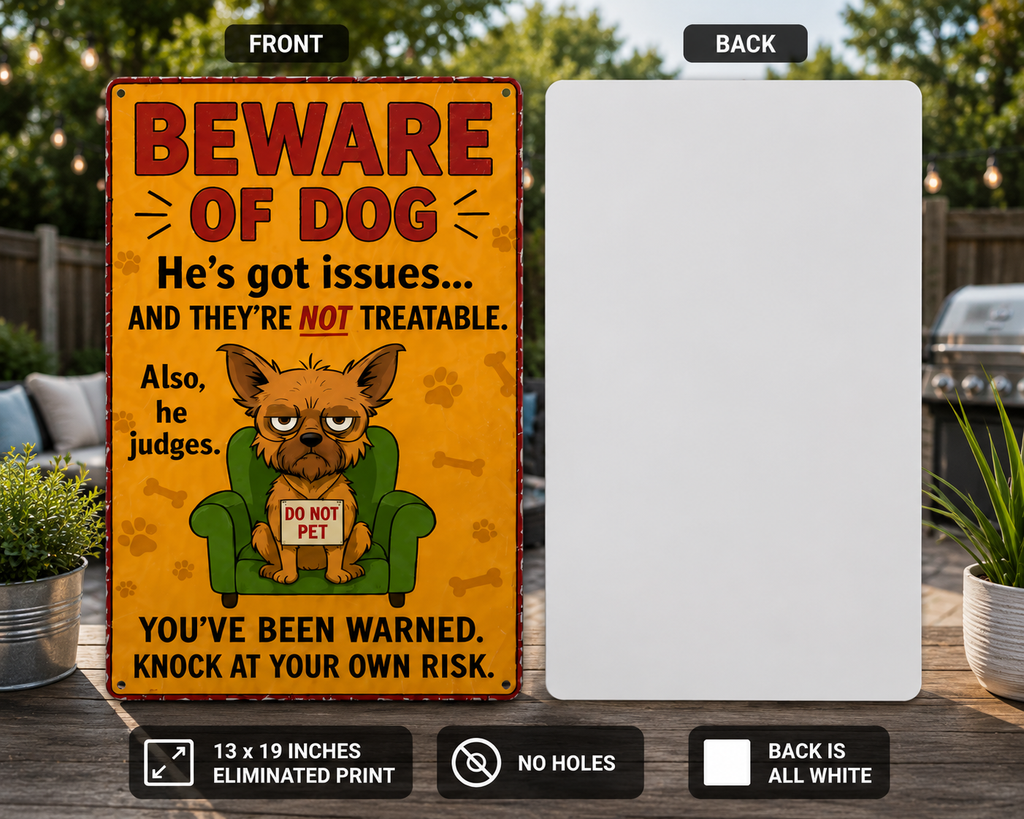 Beware of Dog Sign 13x19 Laminated Print | Funny Dog Warning Sign