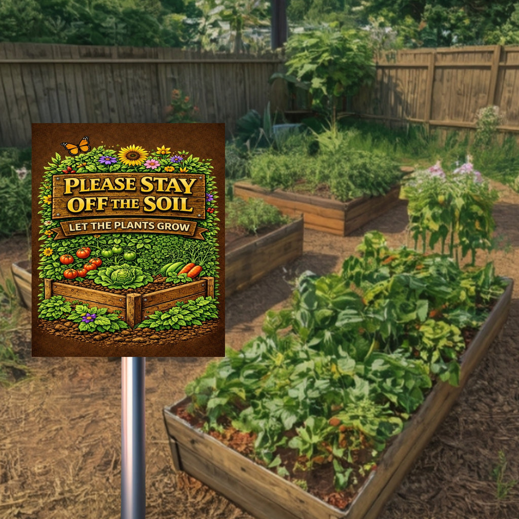 Stay Off The Soil Garden Sign Protect Plants Yard Sign 13x19 Laminated Outdoor Garden Decor Vegetable Garden Warning