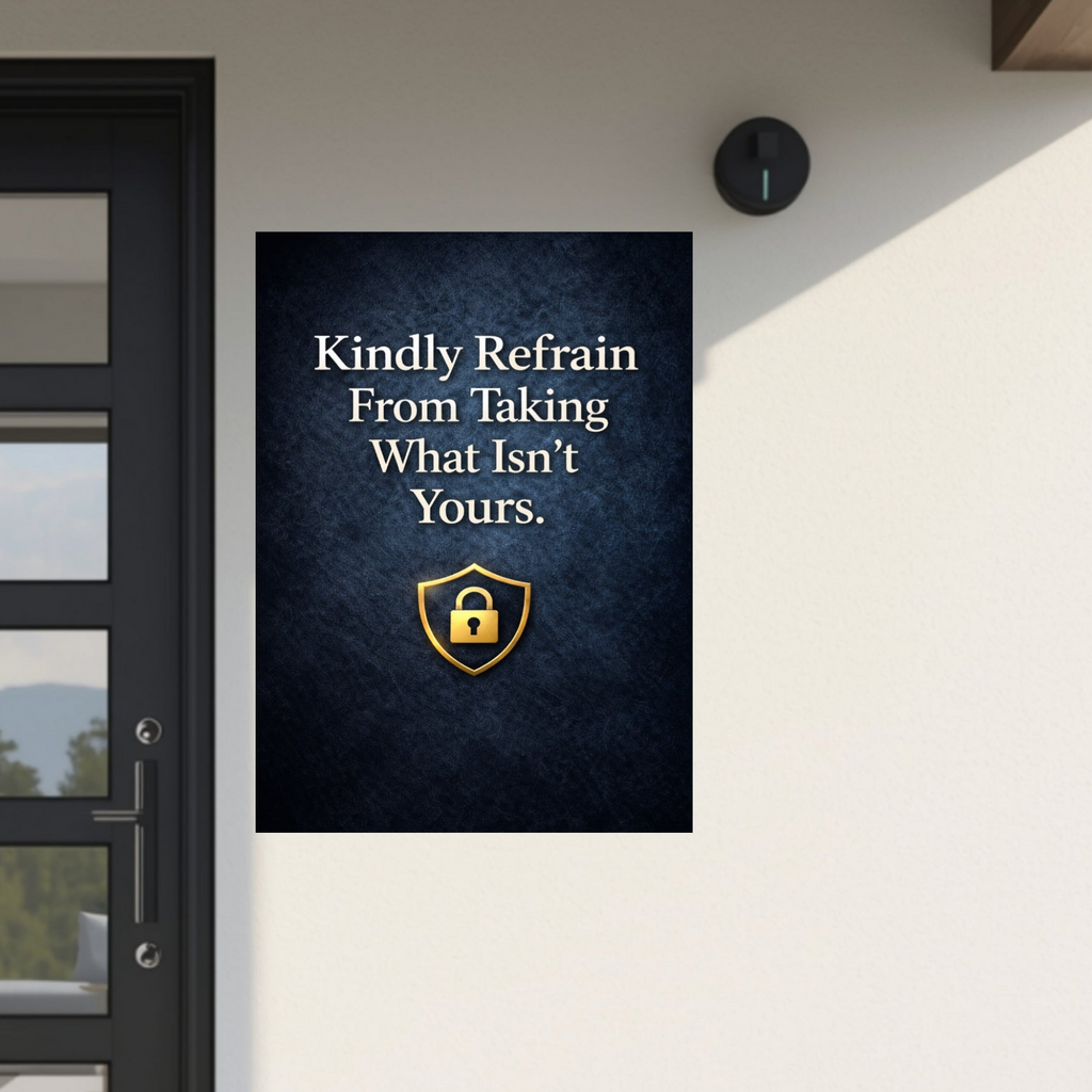 No Trespassing Theft Warning Sign 13x19 Laminated Kindly Refrain From Taking What Isn’t Yours Elegant Security Sign