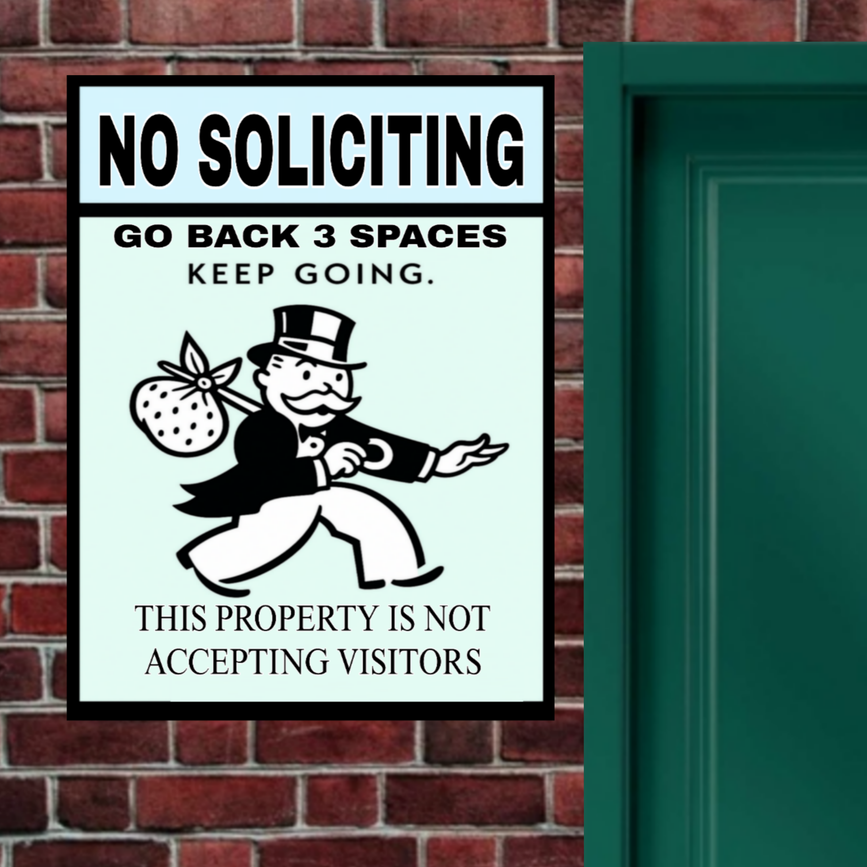 No Soliciting Sign – Laminated Go Back 3 Spaces Keep Going | Funny Front Door Sign | Home Entry Warning Decor 13x19in