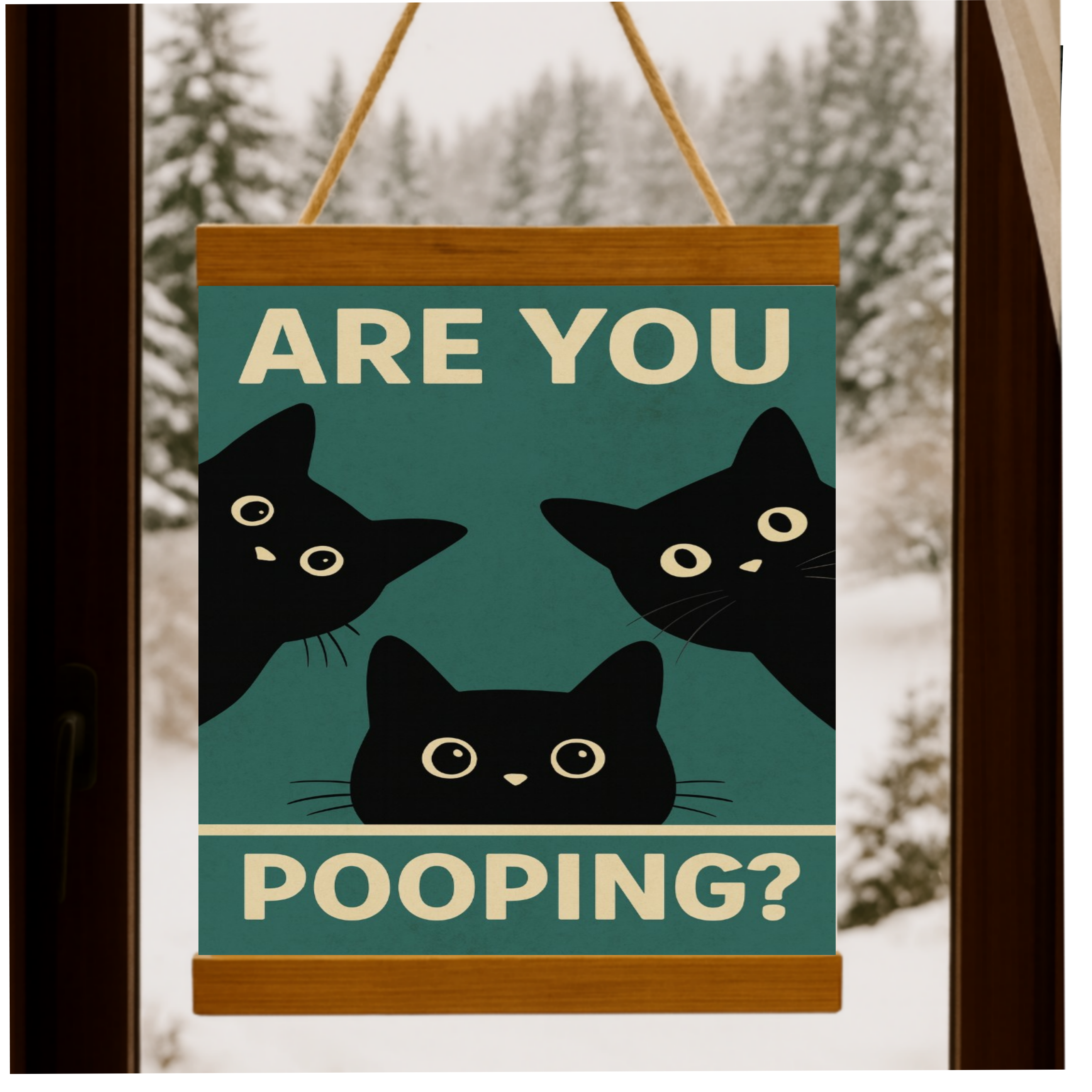 Are You Pooping? Funny Cat Bathroom Sign – Humor Wall Decor for Restroom or Guest Bathroom 13x19in