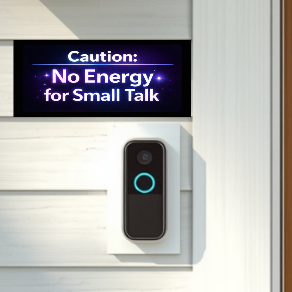 Caution No Energy For Small Talk Sign Funny Introvert Door Sign Modern Home Decor Statement Piece 5x9in