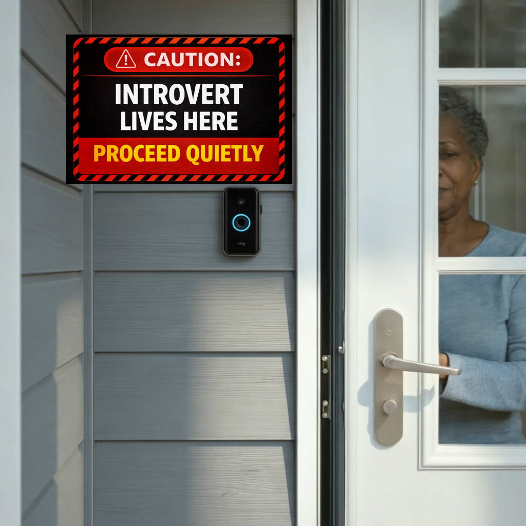 Caution Introvert Lives Here Proceed Quietly Funny Door Sign No Noise Home Decor 5x9in