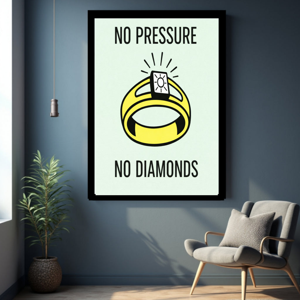 No Pressure No Diamonds Motivational Poster – Hard Work Success Wall Art 13x19in Laminated or Framed