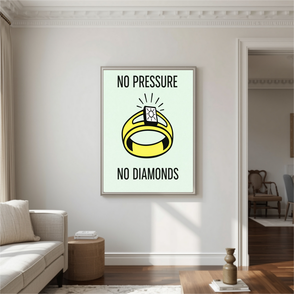 No Pressure No Diamonds Motivational Poster – Hard Work Success Wall Art 13x19in Laminated or Framed