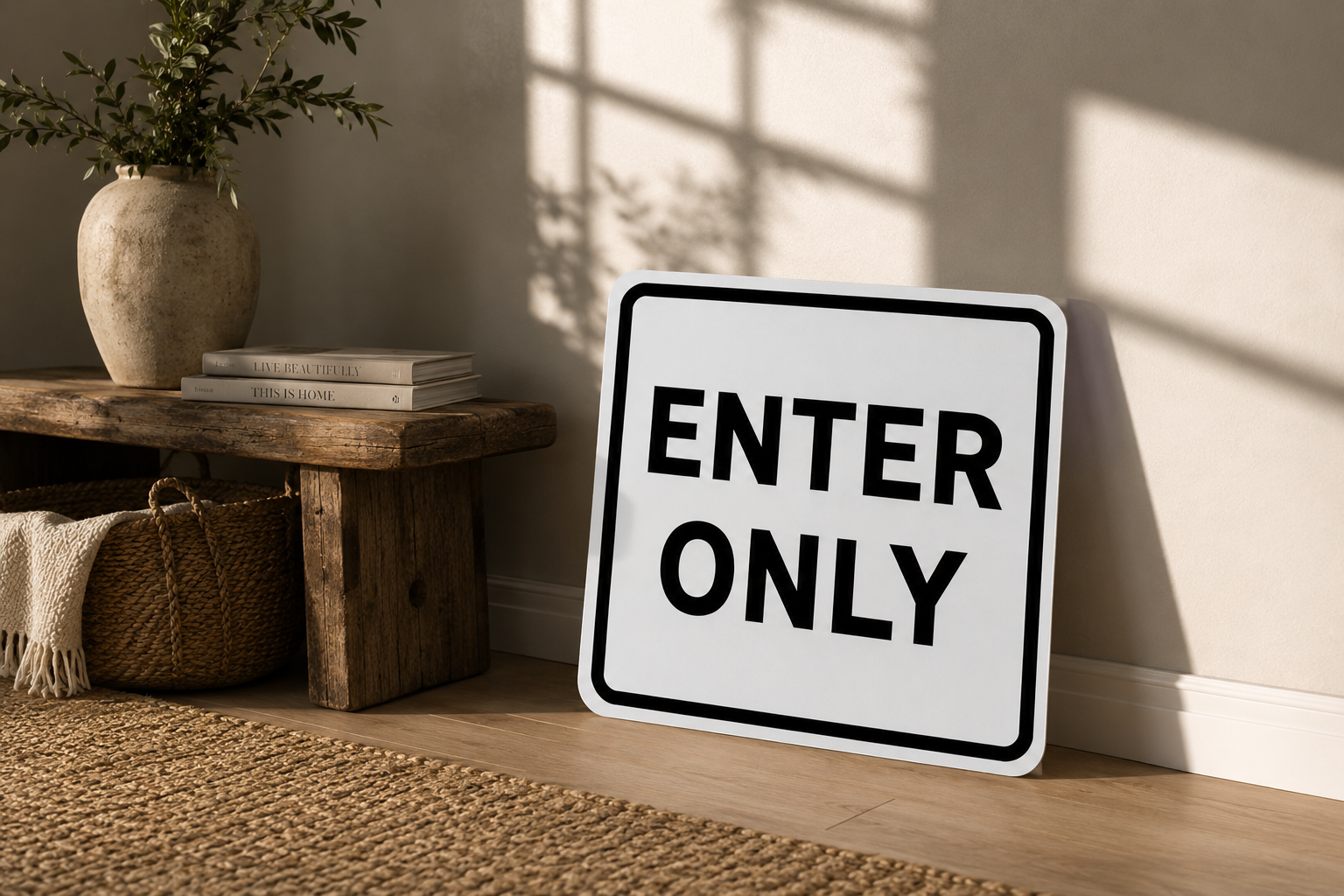 Exit Enter Signs Set | 12x12 Laminated Business Signs | Modern Office Decor | Glossy Wall Signs