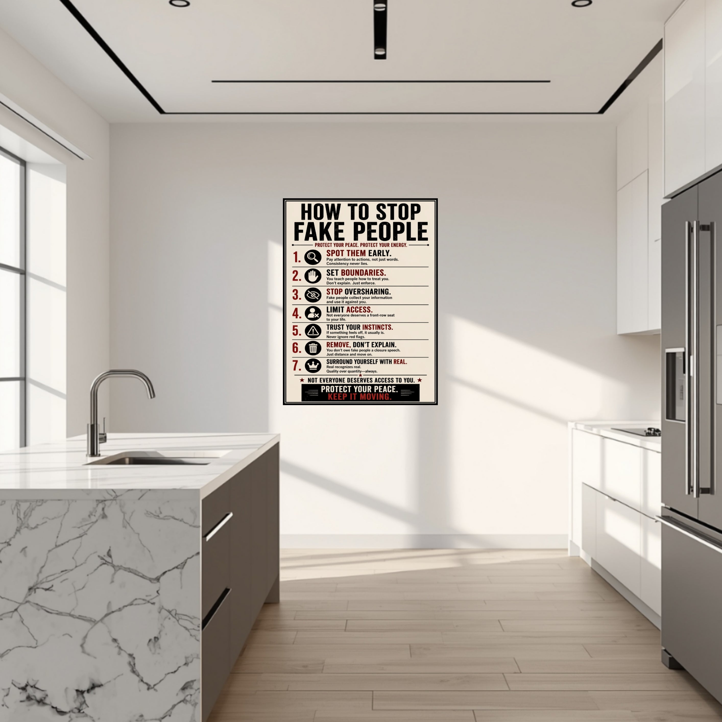 How To Stop Fake People Sign 13x19 Laminated Motivational Poster Protect Your Peace Wall Art Self Growth Mindset Sign